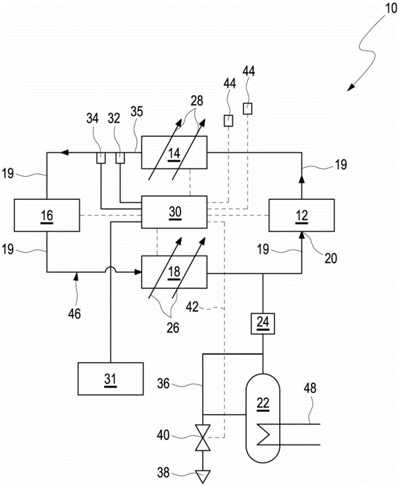 Refrigeration system with filling level monitoring function