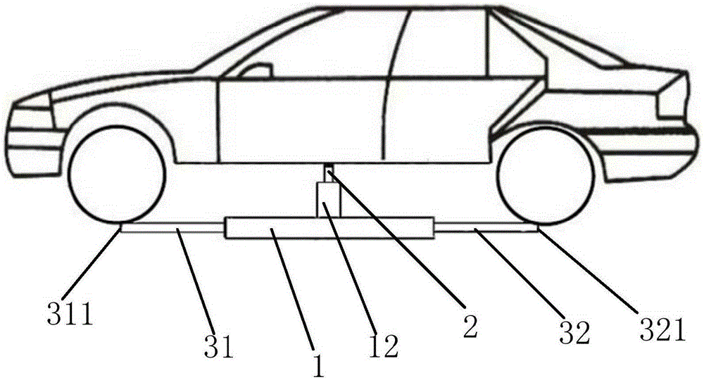 Device for measuring ramp breakover angle of automobile and measuring method thereof