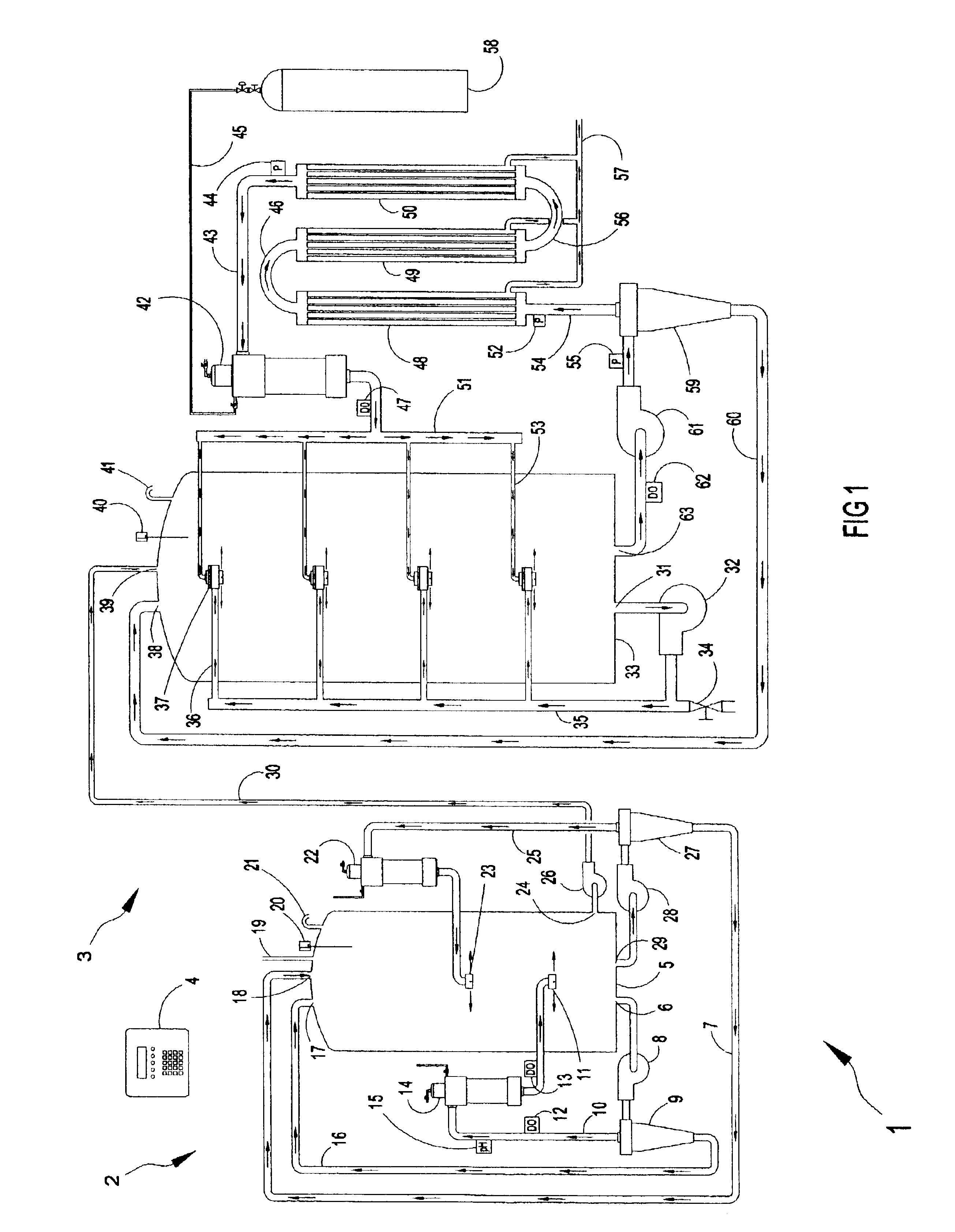 Method and apparatus for treatment of wastewater employing membrane bioreactors