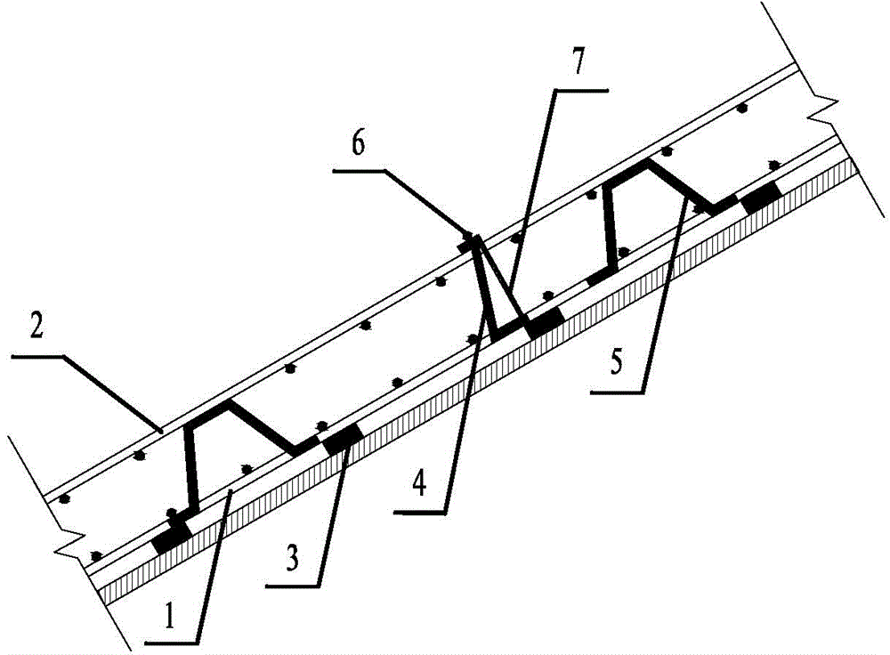 Guiderail device and method for pouring slope roof