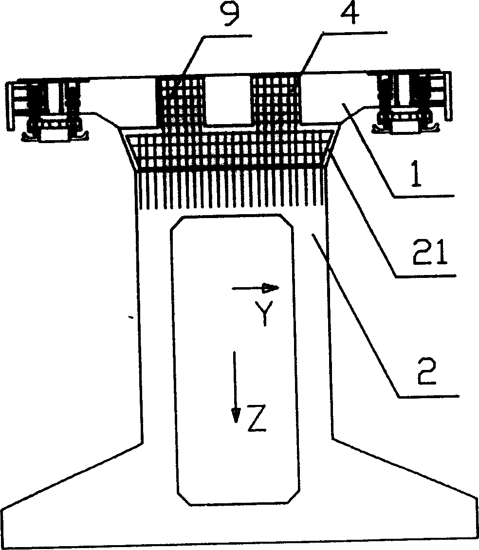 High speed magnetic suspension superimposition rail beam connection mechanism, rail beam and its producing method
