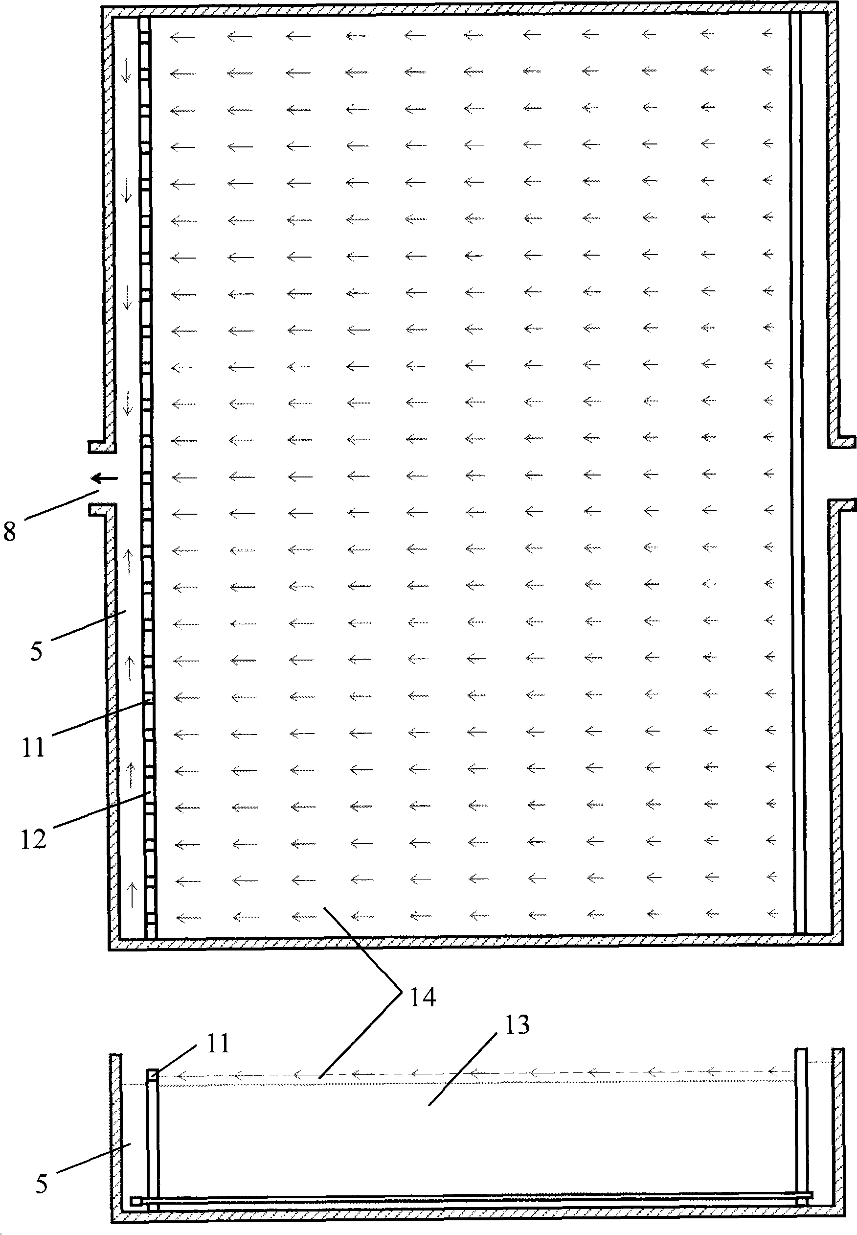 Low-resistance anti-block vertical flow wetland structure