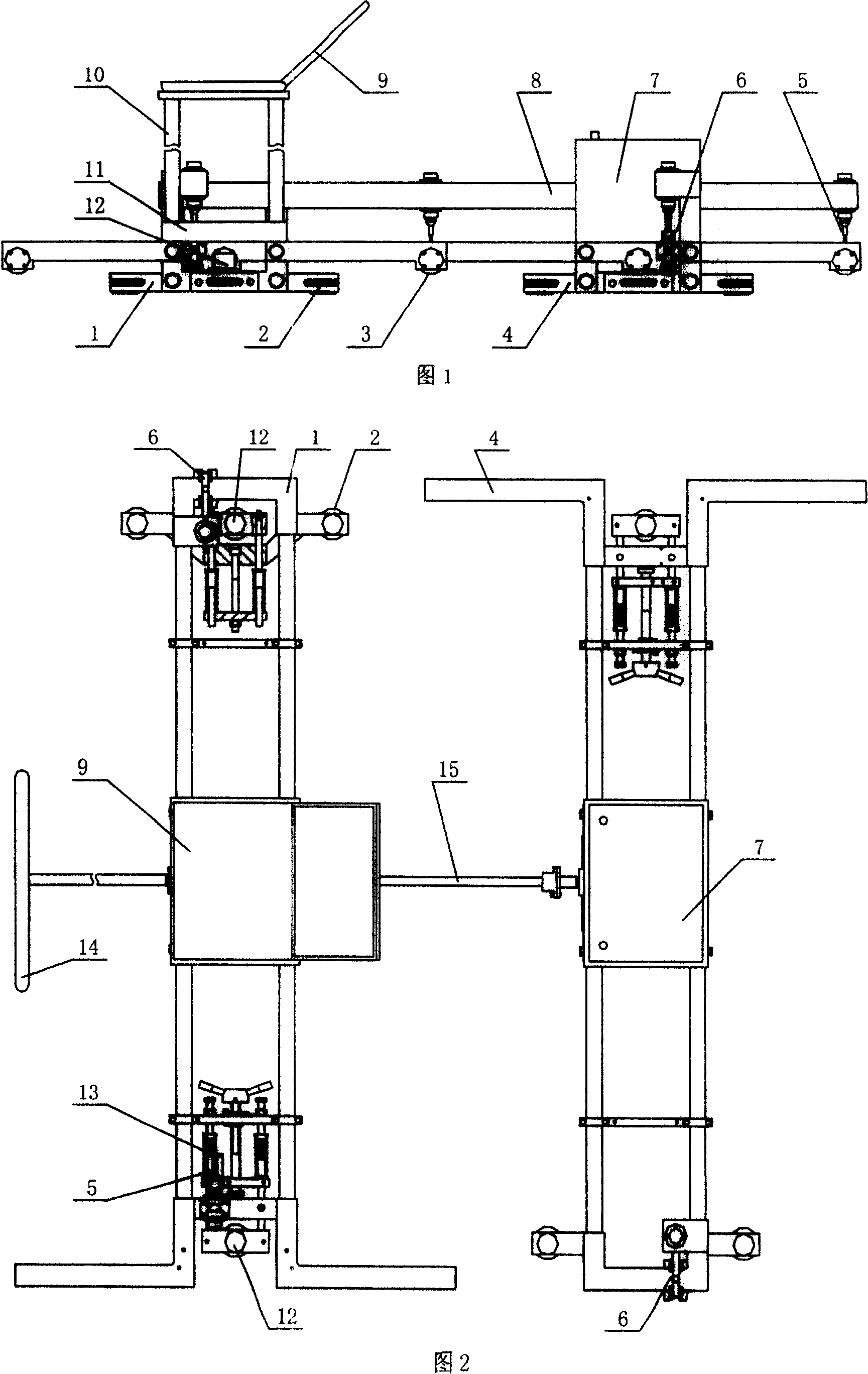 Stepping type rail track detection vehicle and detection method