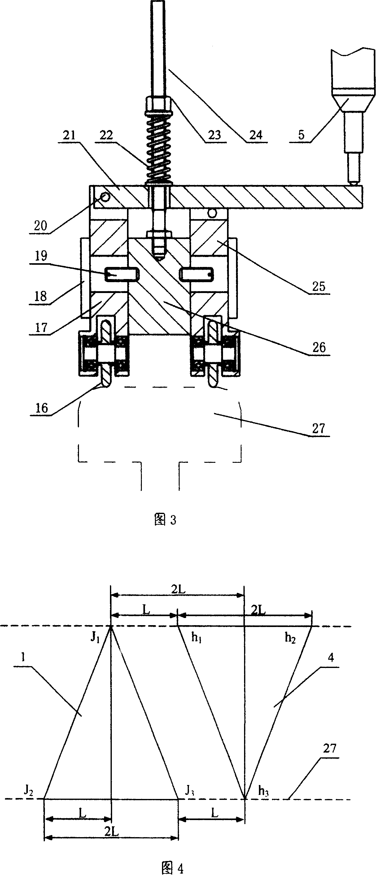 Stepping type rail track detection vehicle and detection method