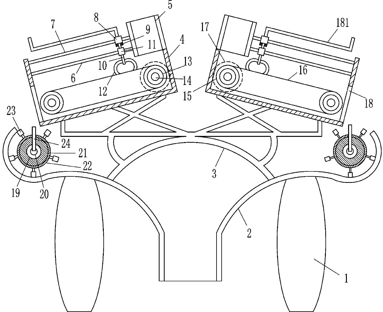 Device for removing iron impurities from fine powder rare earth material