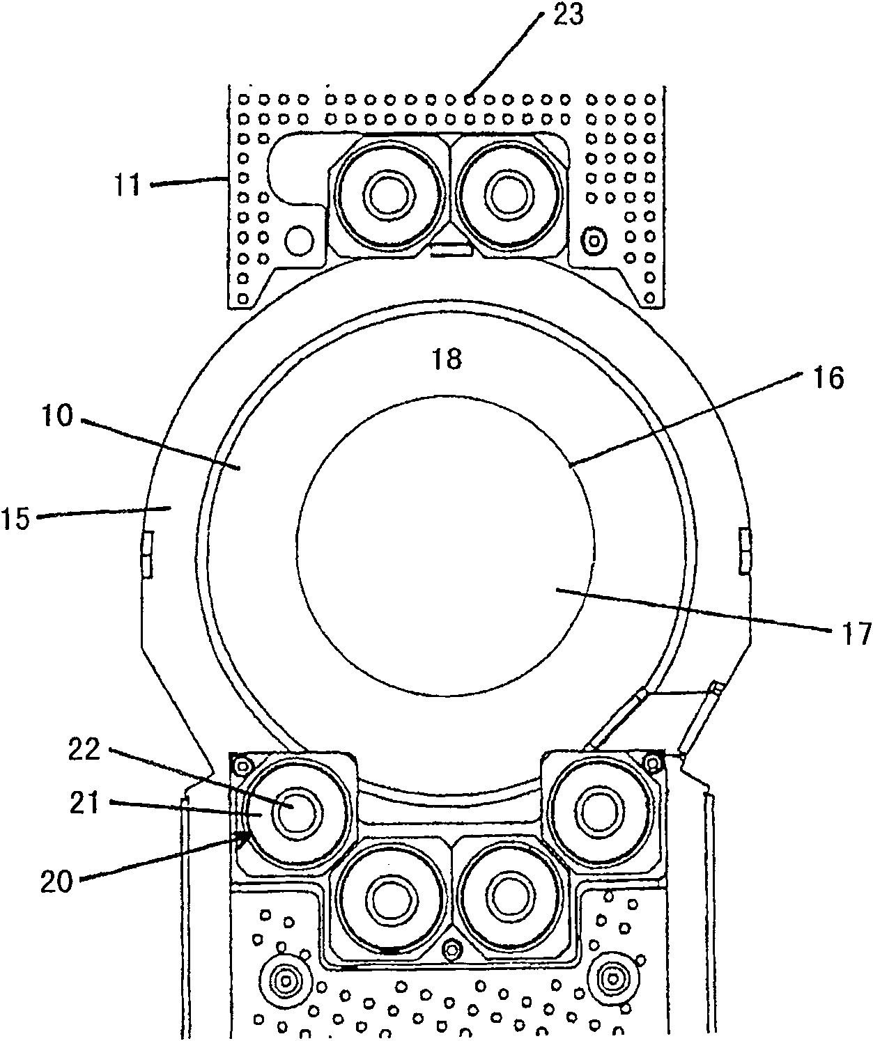 Stamping machine with elastic supporting work piece support and method for supporting work piece in the stamping machine