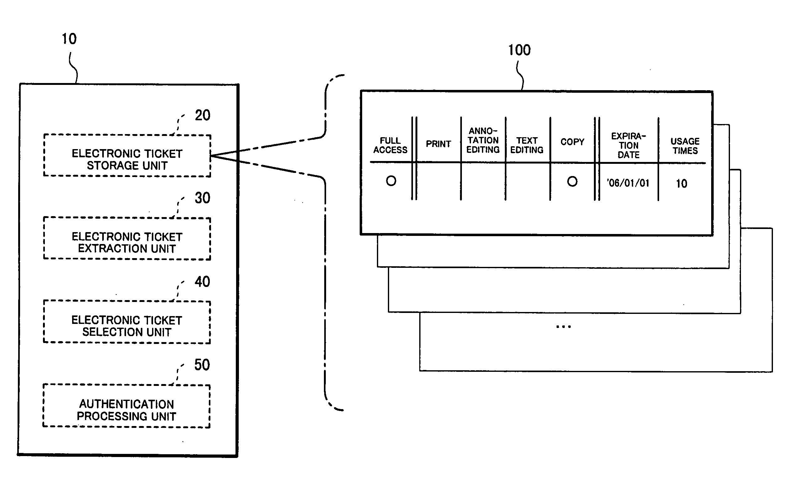 Medium storing program selecting electronic ticket, electronic ticket processing apparatus and electronic ticket selection method