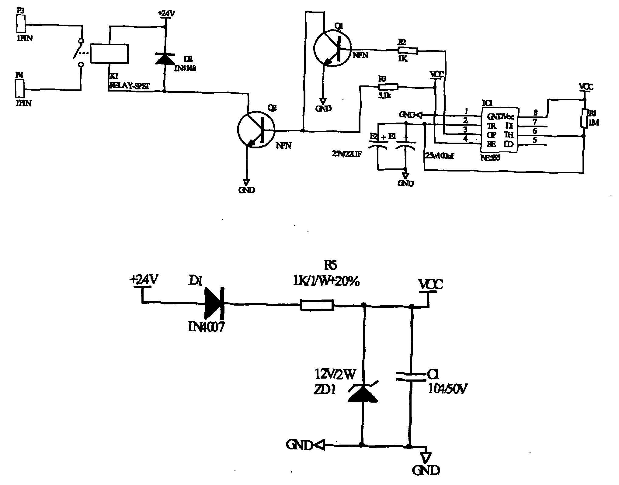 Control system for air conditioner of military vehicle and time delay control circuit thereof