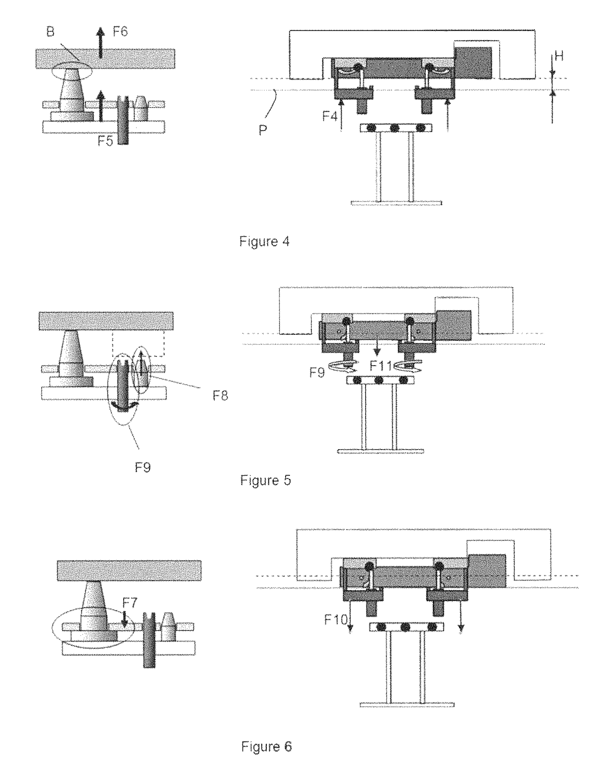 System for locking/unlocking an object on a structure having bearing and aligning elements built into the tools