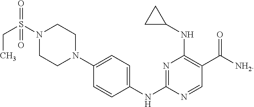 Combination therapy of 4-(cyclopropylamino)-2-(4-(4-(ethylsulfonyl)piperazin-1-yl)phenylamino)pyrimidine-5-carboxamide and fludarabine