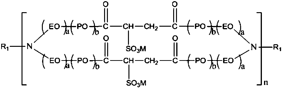 Gemini alkylamine ether succinate sulfonate surfactant and preparation method thereof