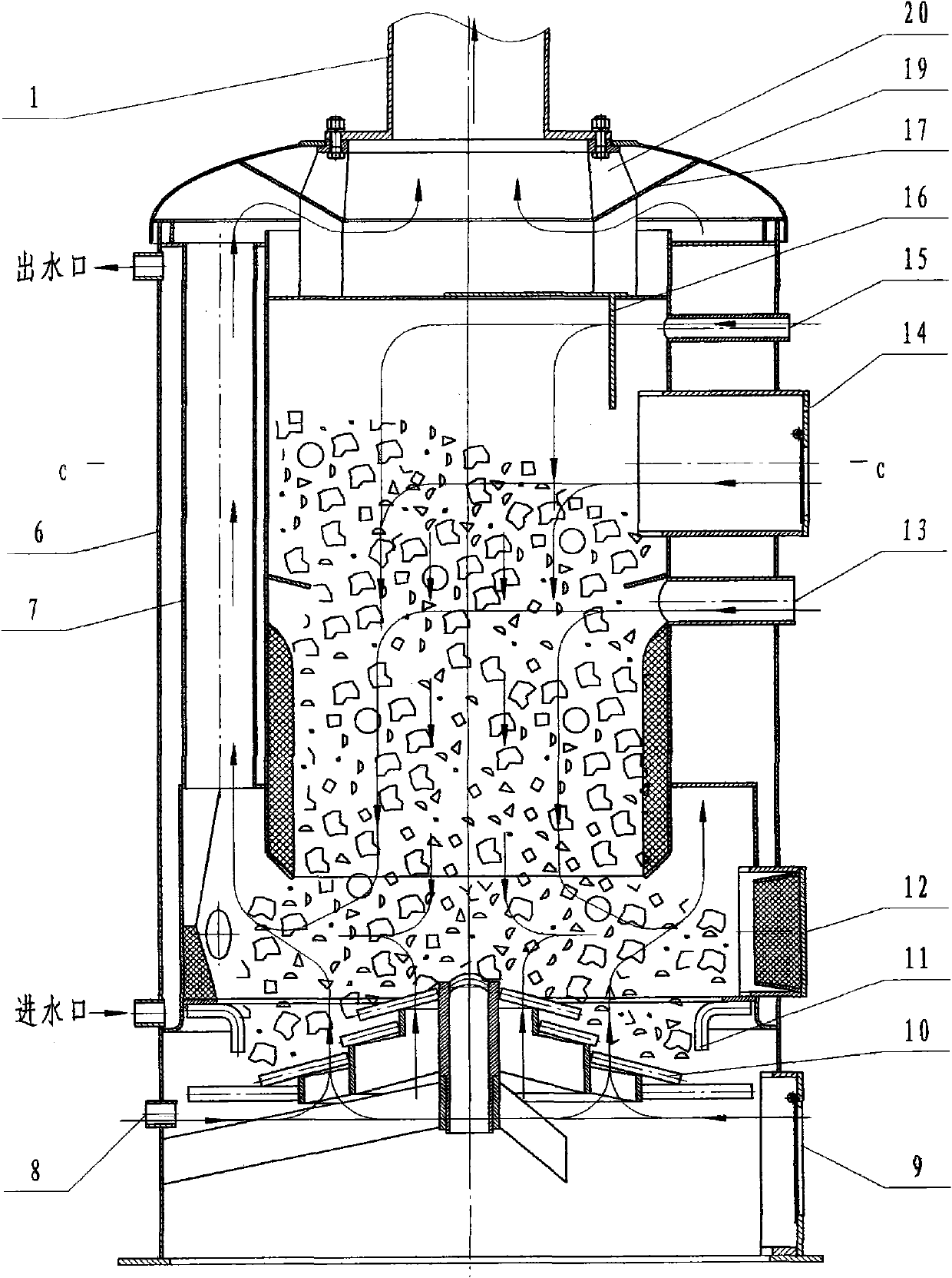 Energy-saving emission-reducing vertical fire-tube boiler capable of using water as oxidant