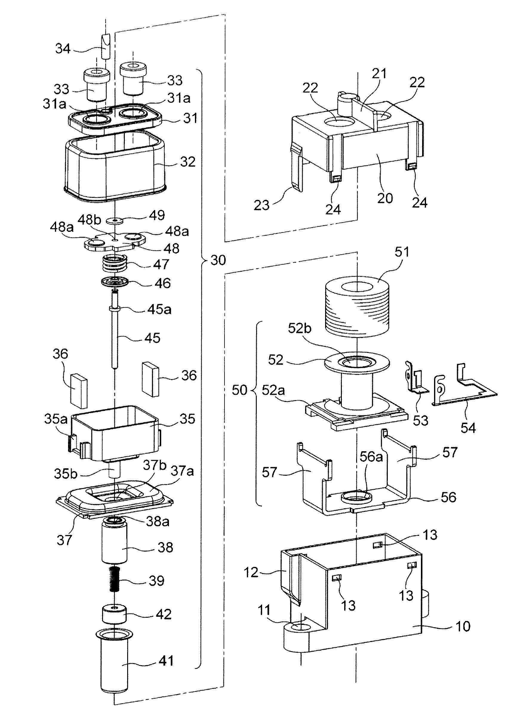 Contact switching device