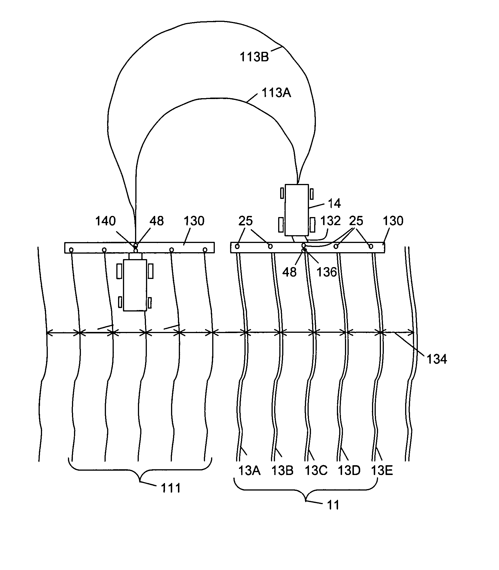 System for guiding a farm implement between swaths