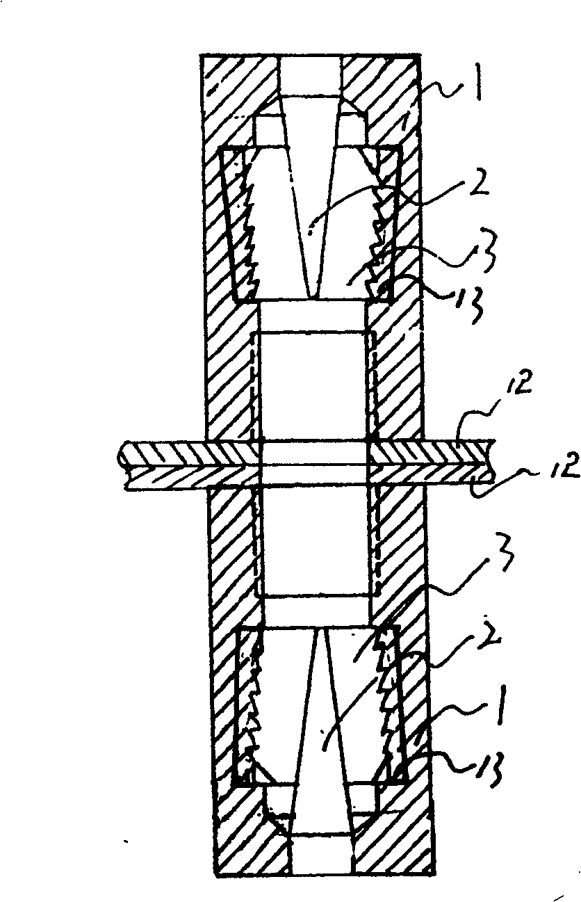 Double-end inserting expansion meshing body pile connecting end plate and prefab