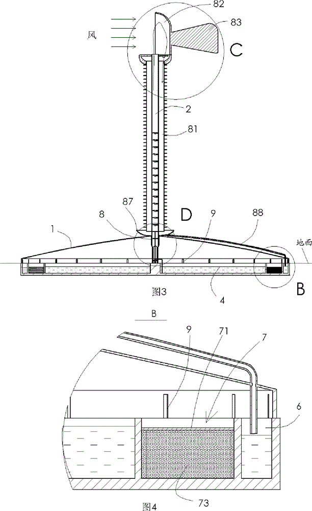 Device for producing salt and distilled water by spraying with solar energy and wind power