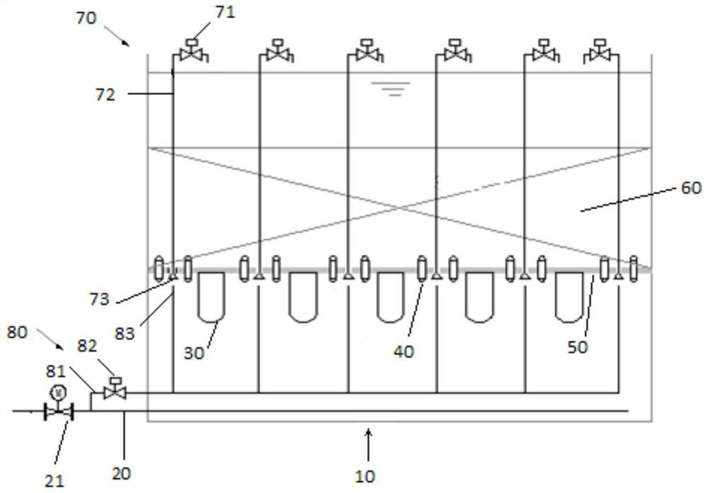 A filter tank pressure stabilization energy dissipation and material leakage diagnosis system and method