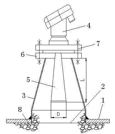 Method and structure for preventing mud from blocking radar level gauge detection probe