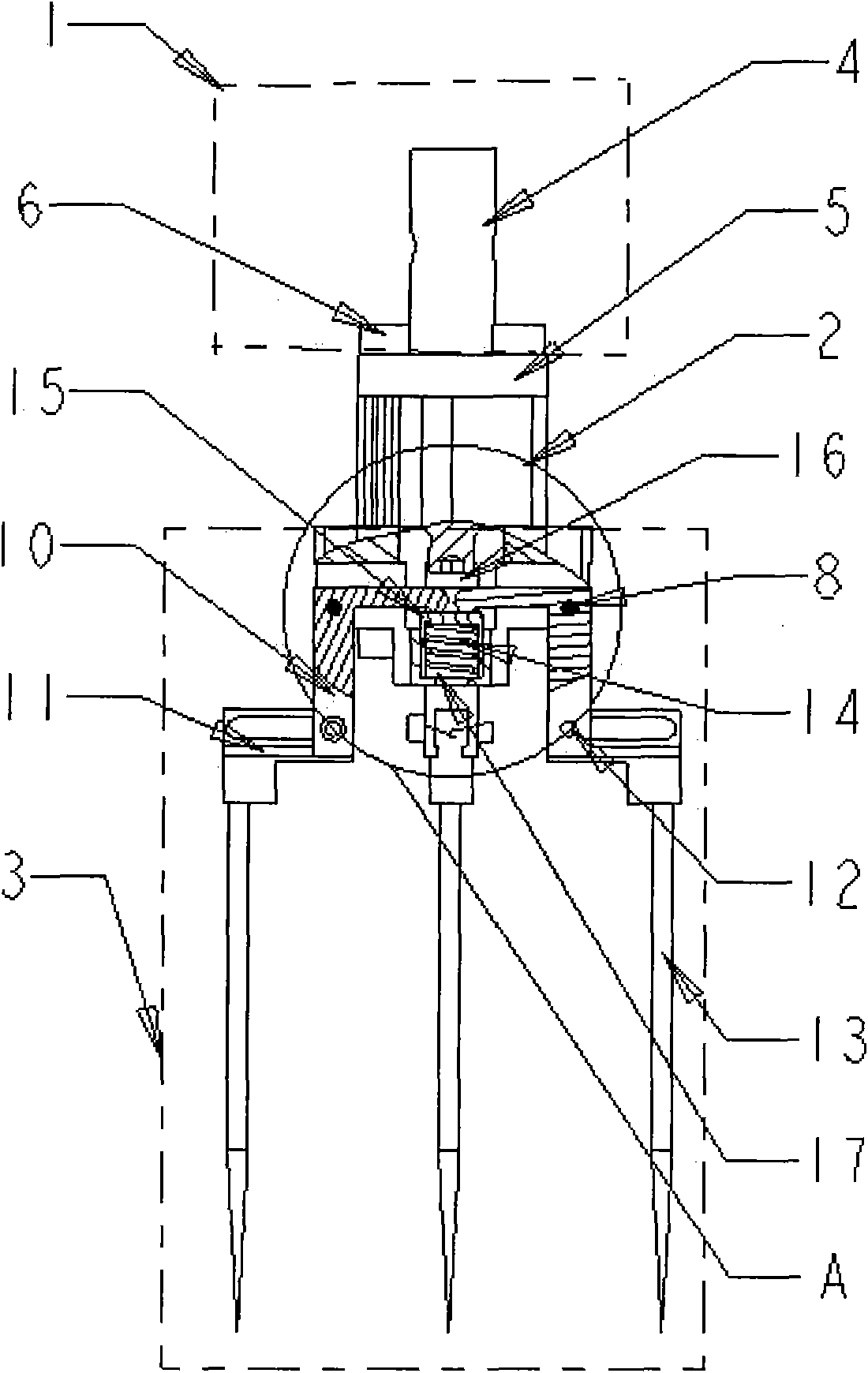 End effector of a plug seedling pot transplanting system