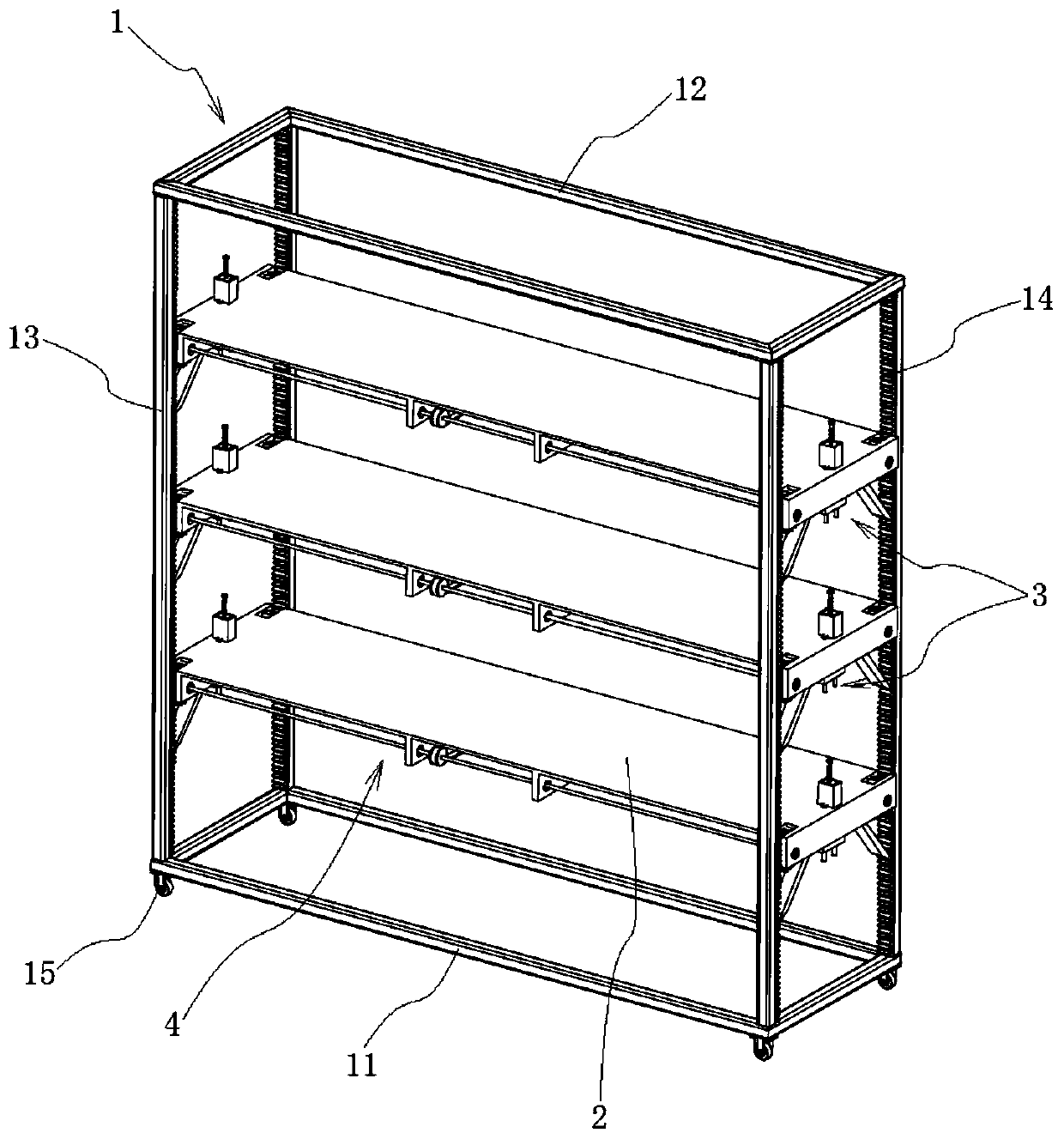Climbing type layer-height-adjustable storage goods shelf and control method thereof