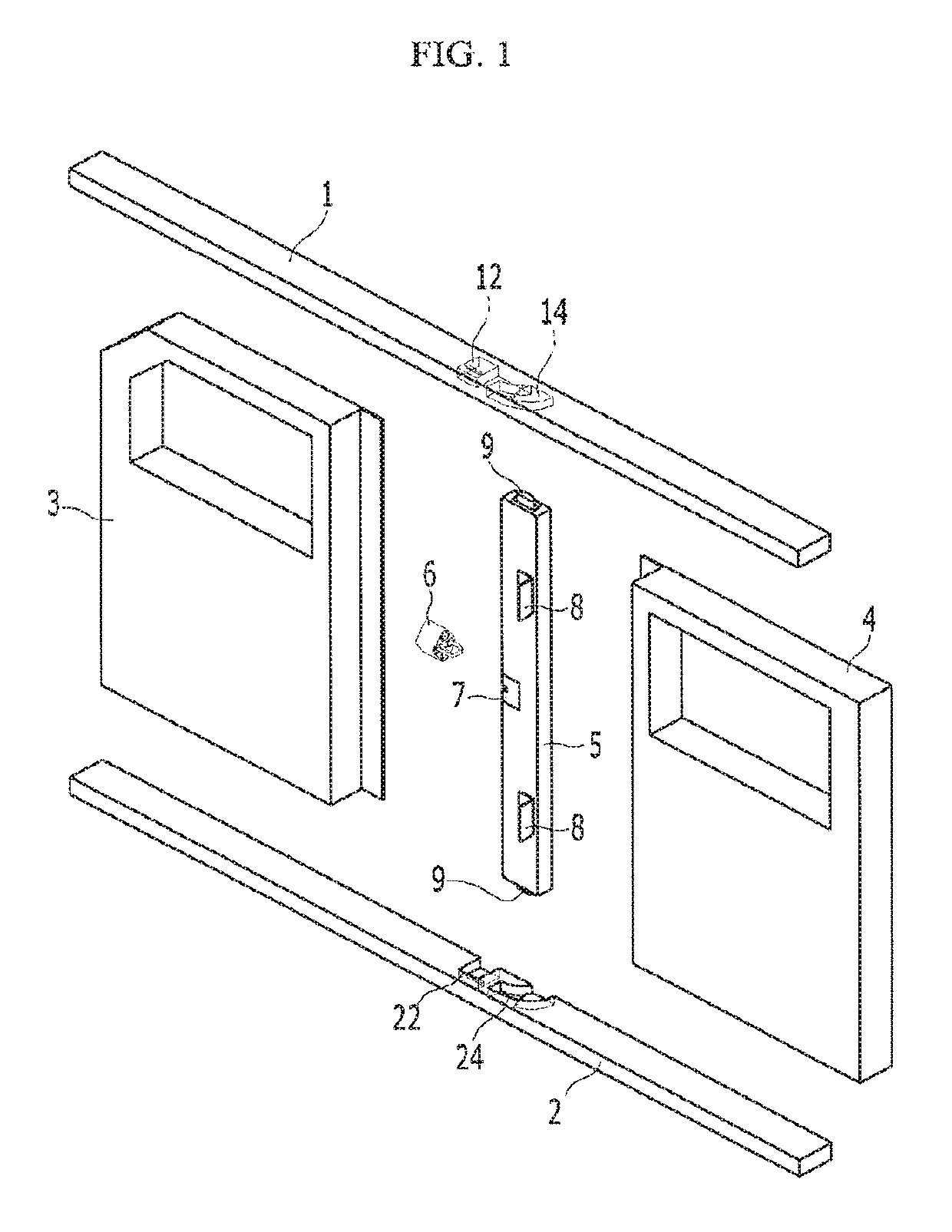 Opposed opening and closing type door structure of vehicle