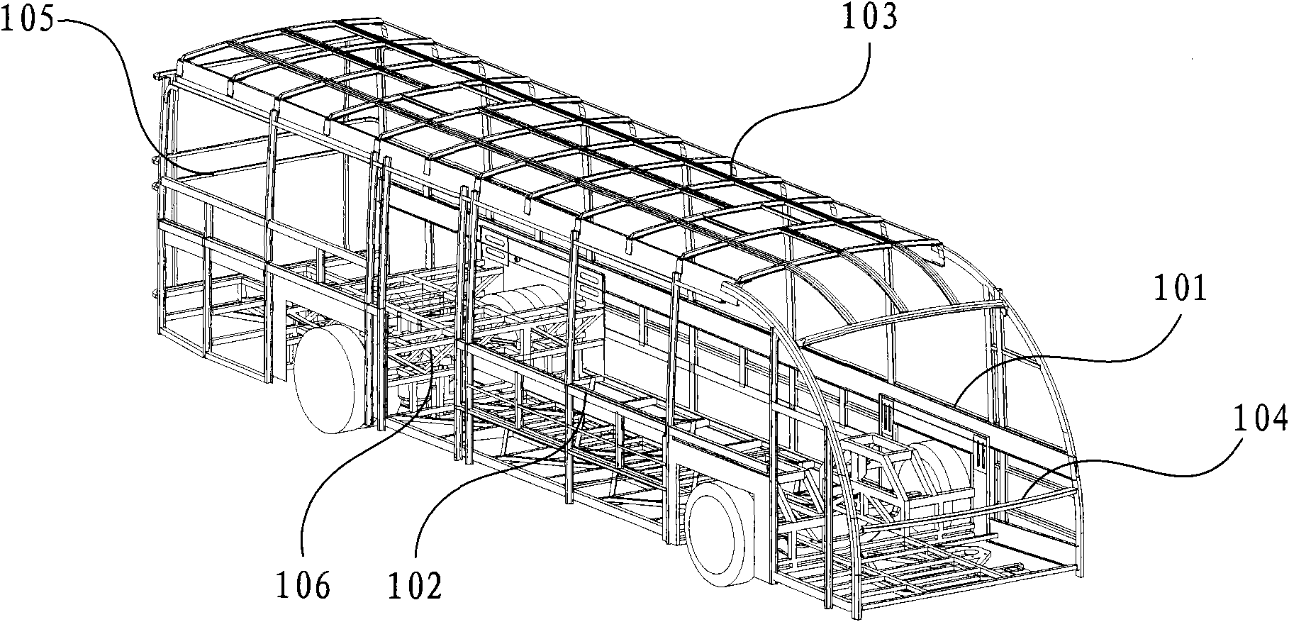 Lightweight total-bearing body frame structure
