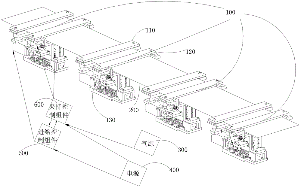 Clamping and feeding system used for synchronous transmission of flexible membranes and application thereof