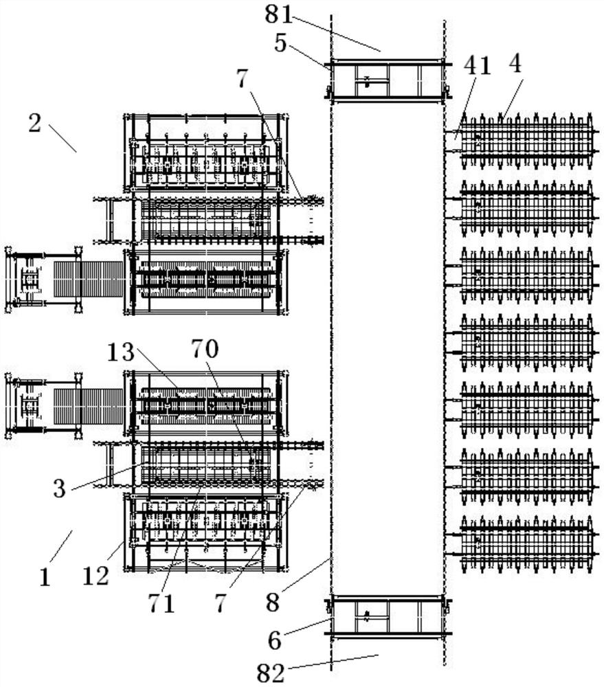 A multi-machine parallel cross-laminated wood processing device