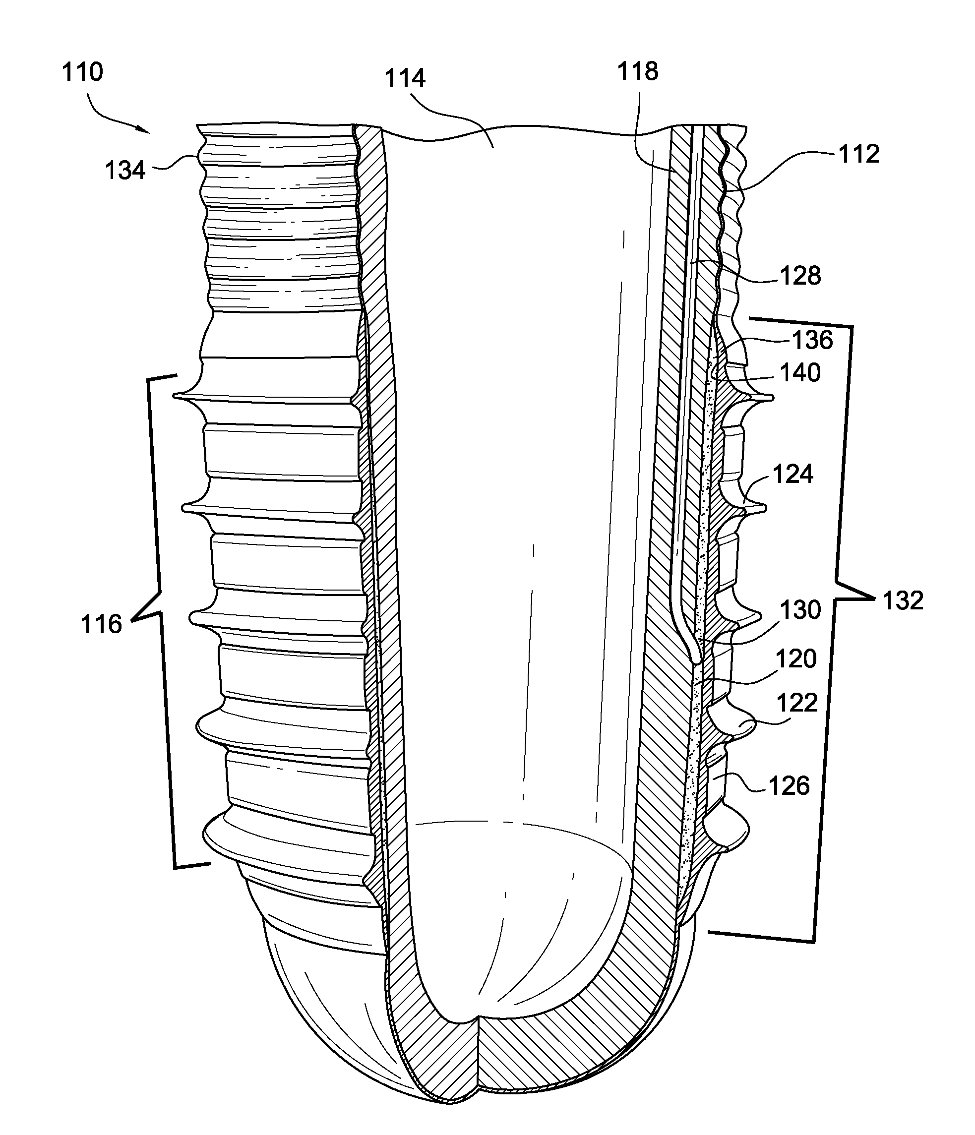 Suspension liner system with distensible seal