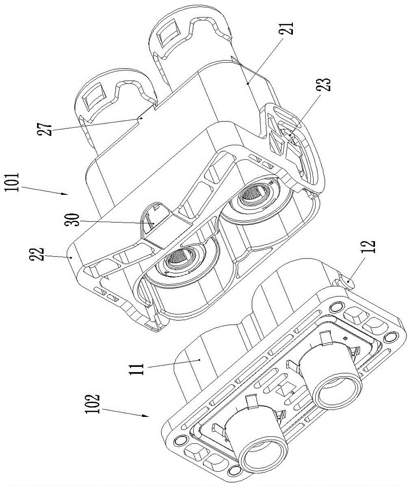 A rectangular electrical connector with locking function and its components