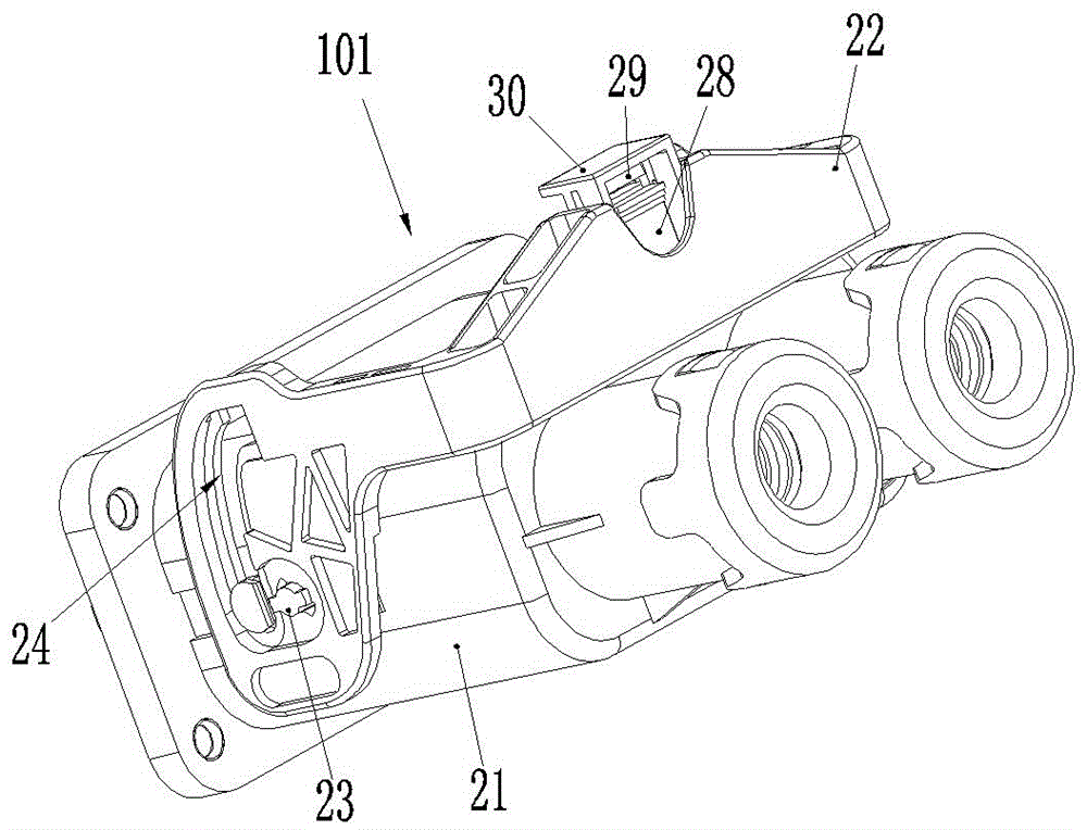 A rectangular electrical connector with locking function and its components