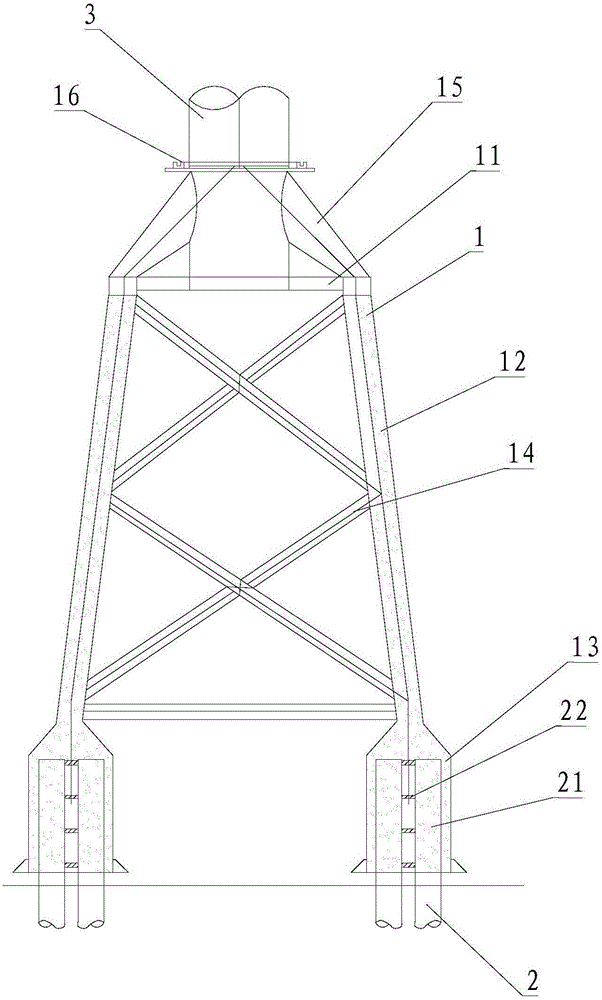 Offshore wind turbine tower foundation structure and installation method