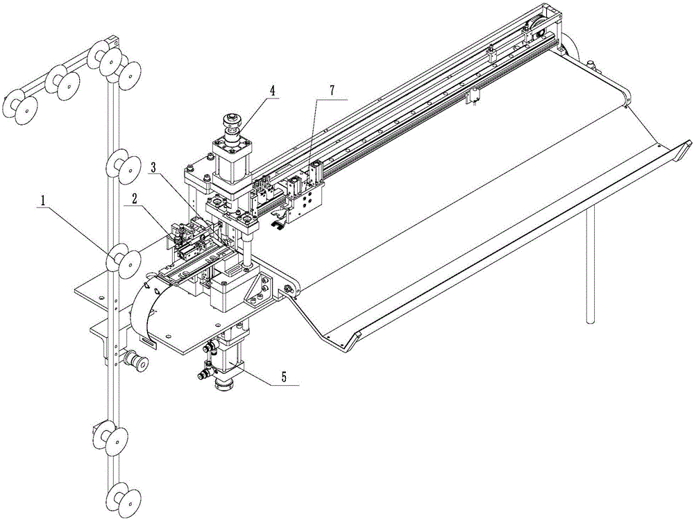 Full-automatic pulling tape opening cut-off machine