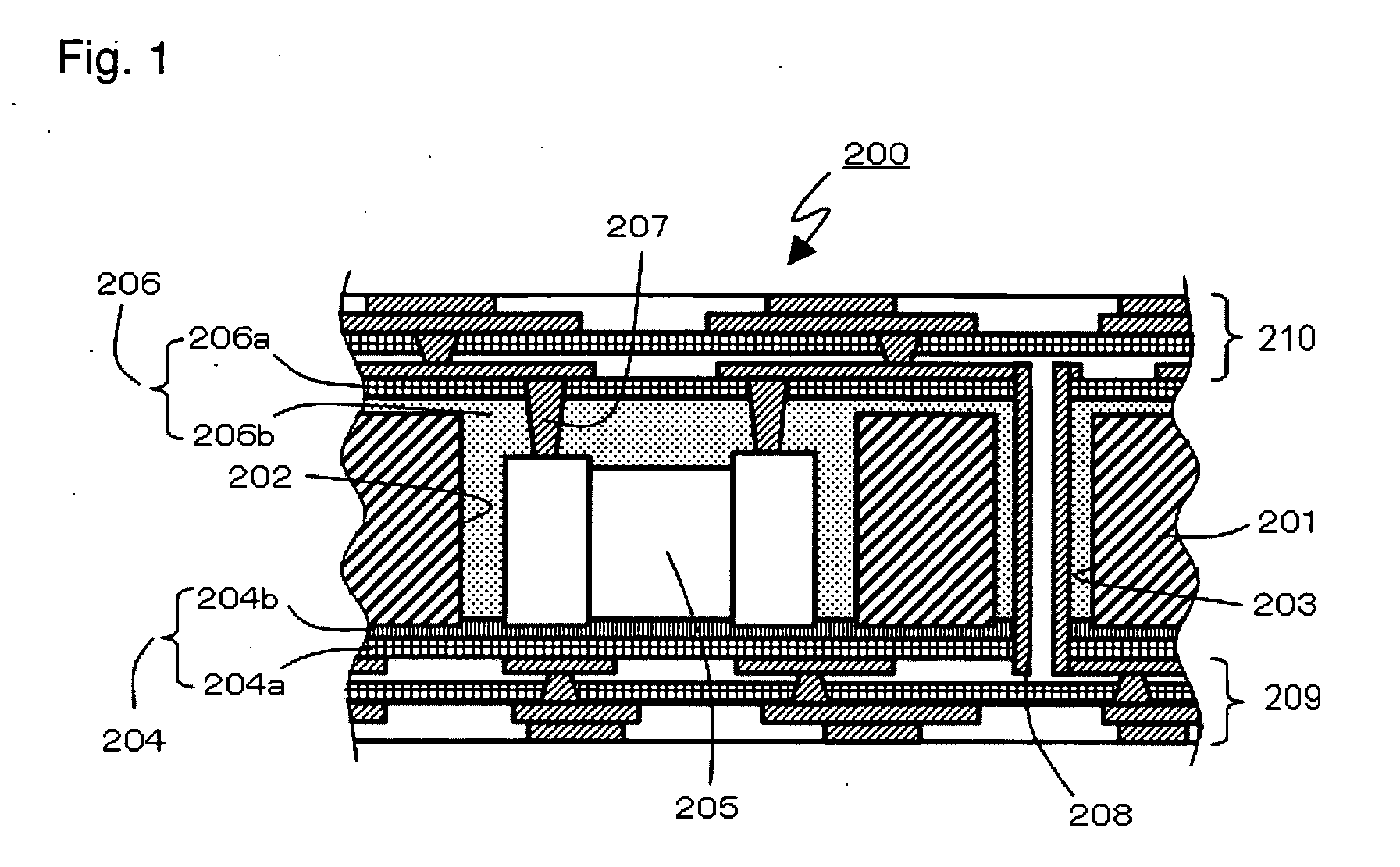 Multi-layer board incorporating electronic component and method for producing the same
