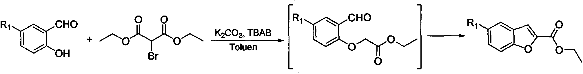 Synthesis method for 5-substituted benzofuran-2-carboxylic acid and derivatives thereof