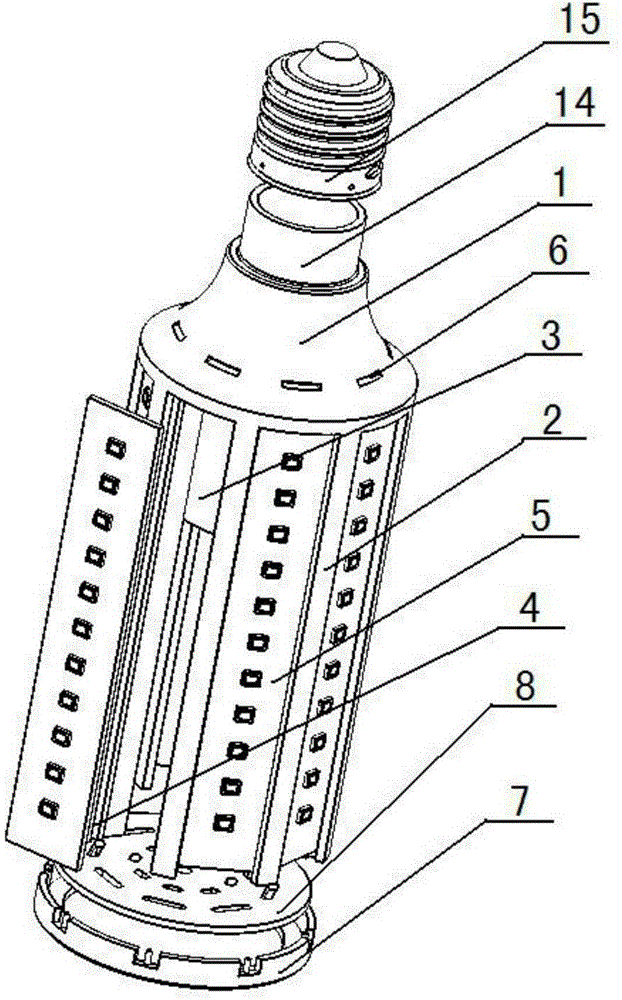 Heat dissipation structure based on LED corn lamp