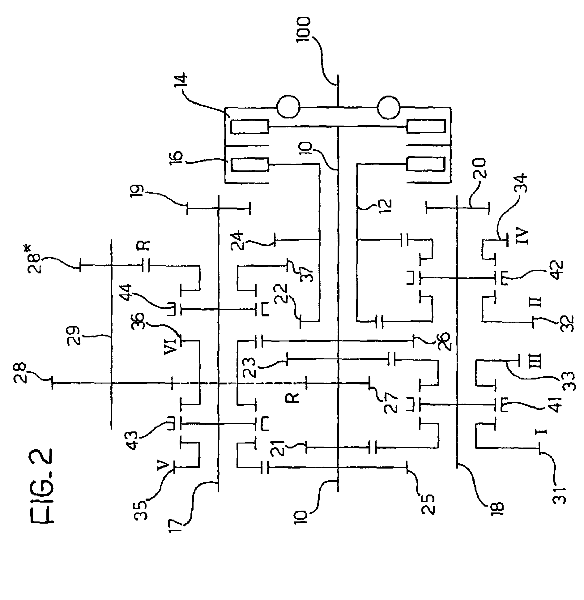 Double-clutch transmission architecture for a motor vehicle