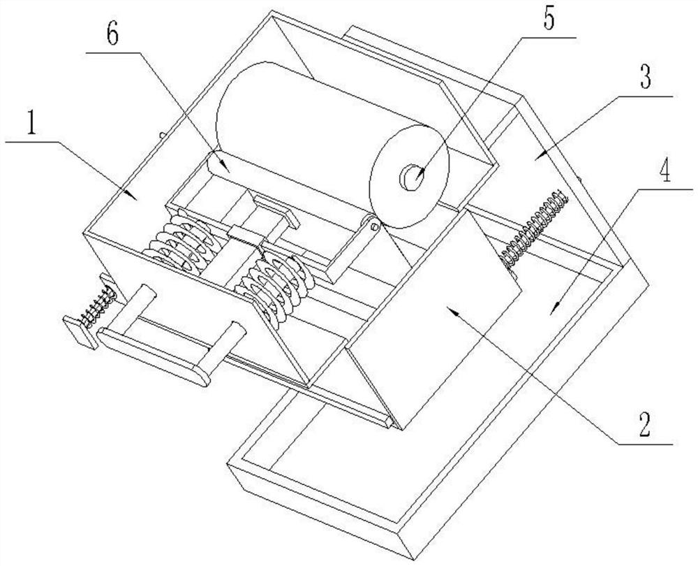 A hand-operated tissue box with automatic paper breaking function