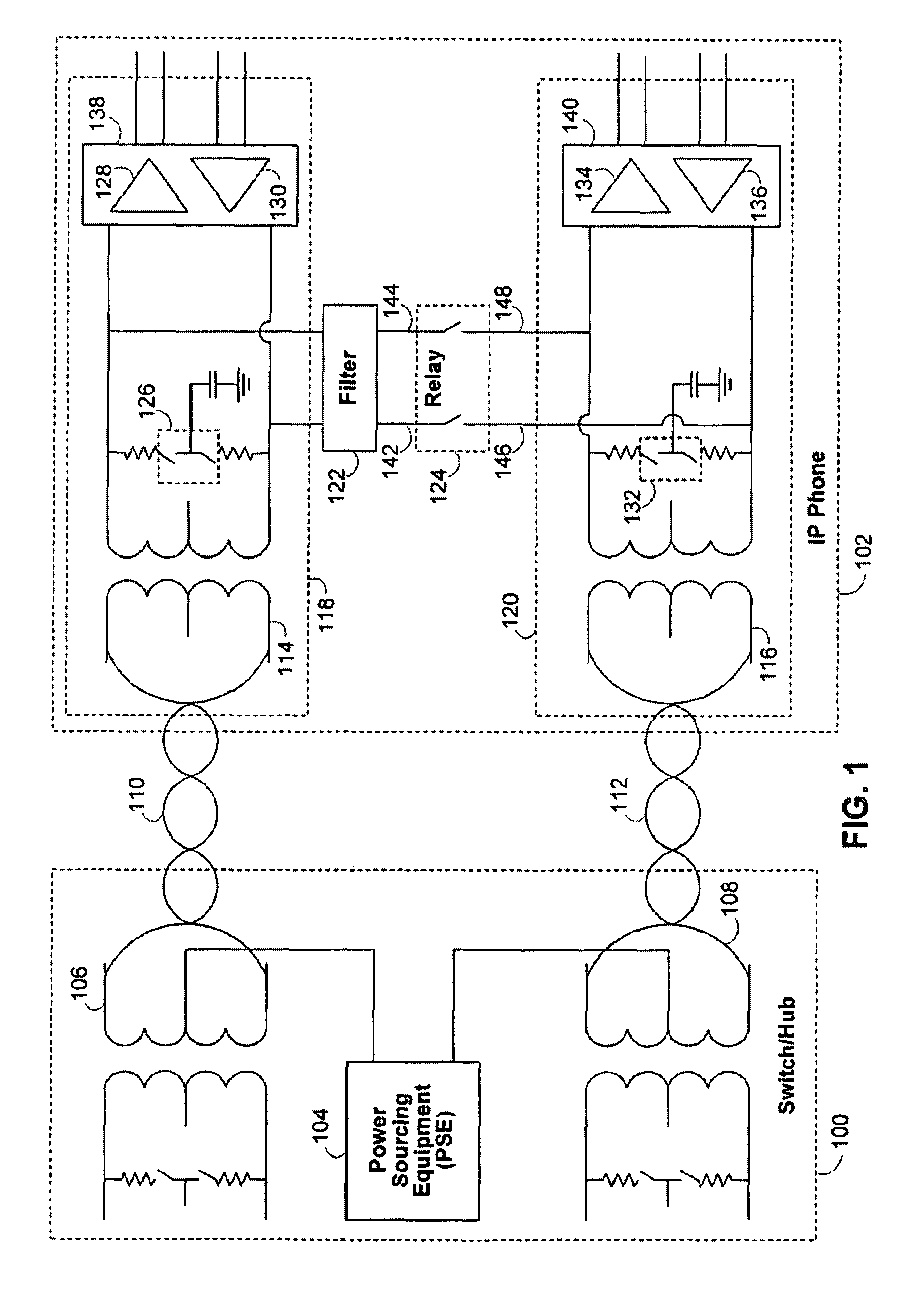 Relay circuitry and switching circuitry for power-over-network devices