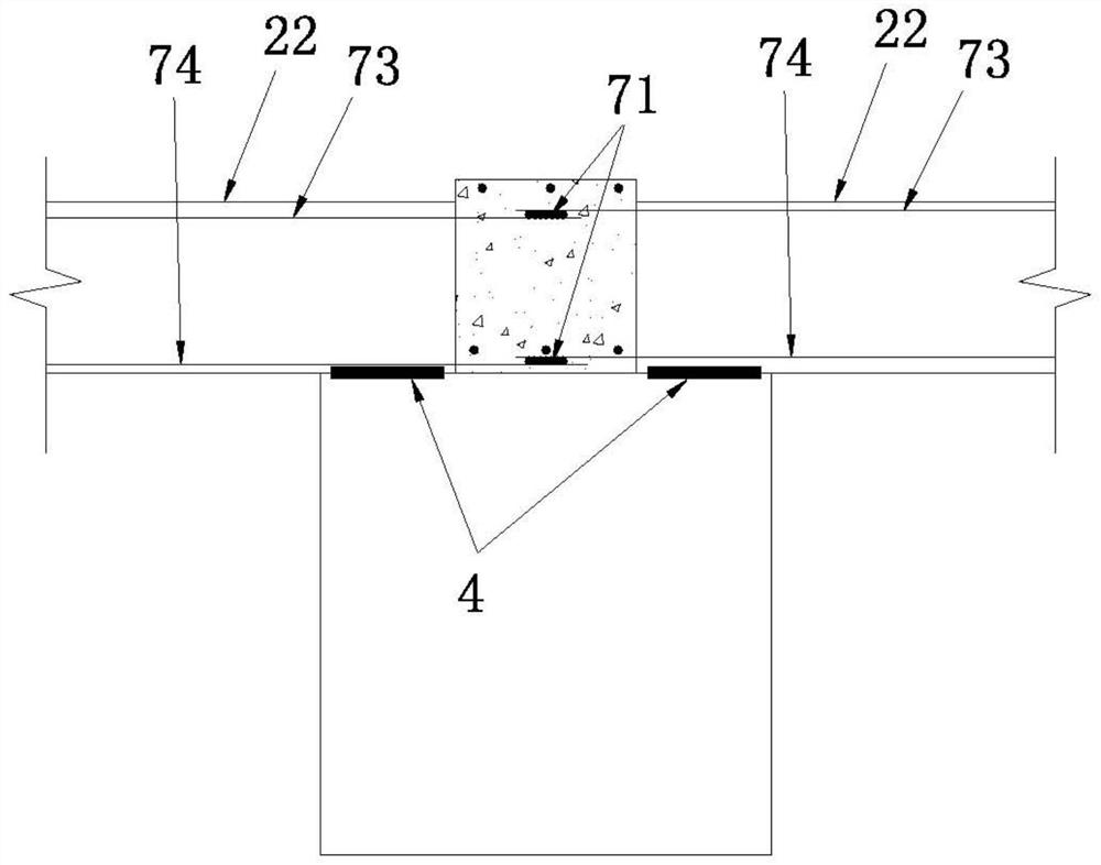 Pitched roof structure of prefabricated floor slab, construction method and prefabricated floor slab