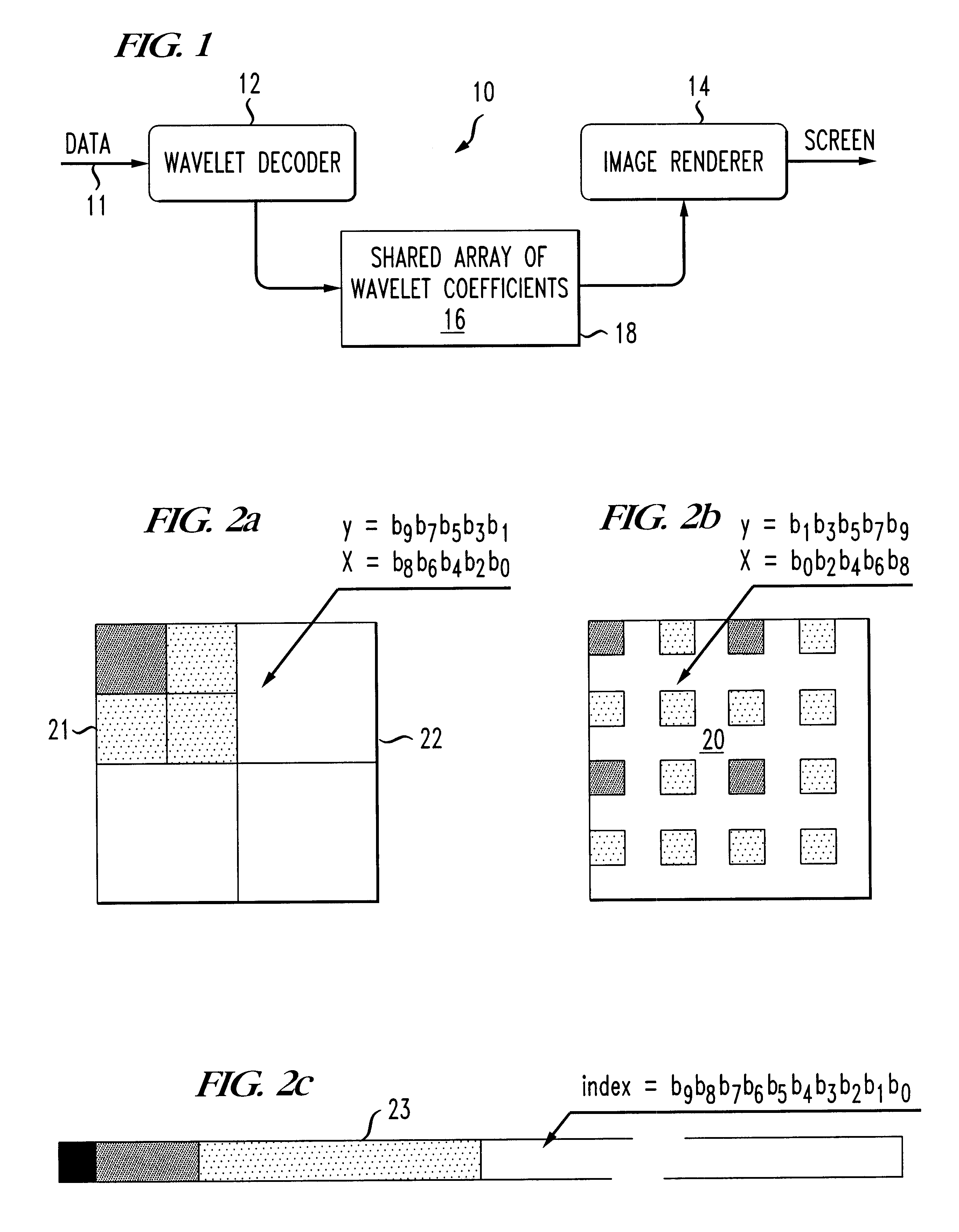 Progressive image decoder for wavelet encoded images in compressed files and method of operation