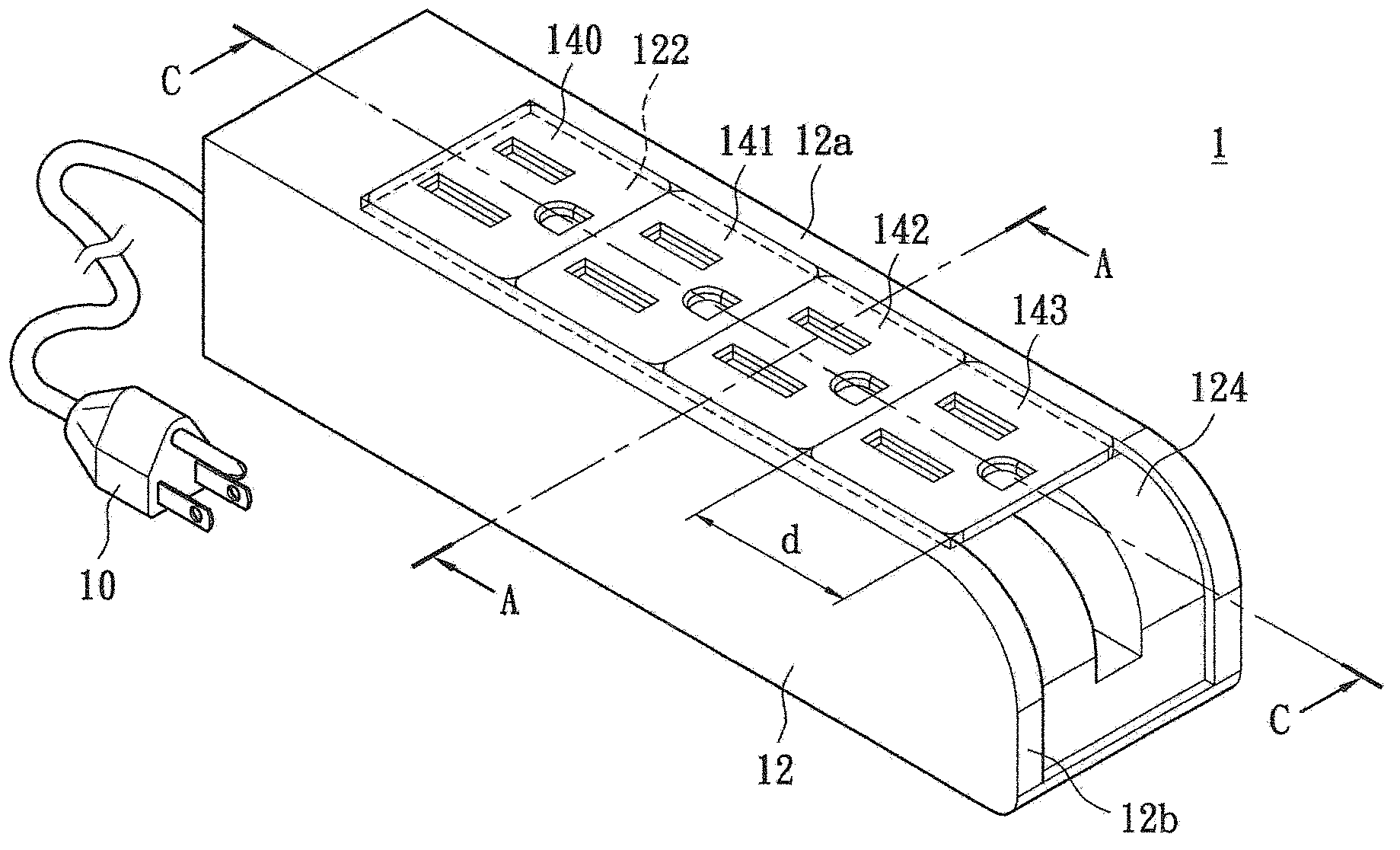 Power extension cord with movable outlet modules