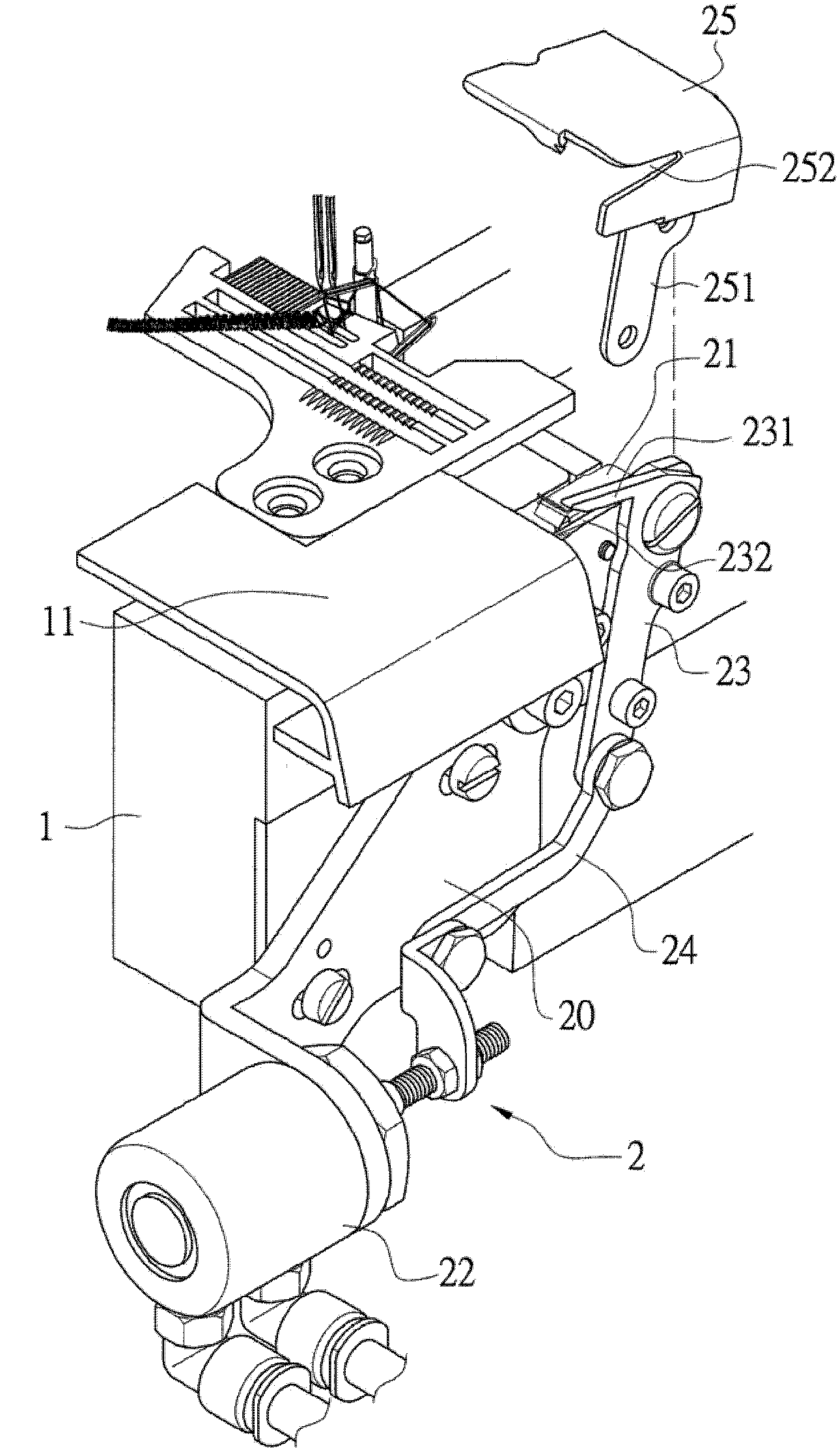 Stitch pressing and cutting device of overlock stitching machine