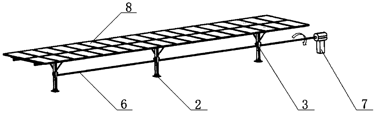 Flexible support photovoltaic tracking support with self-locking function