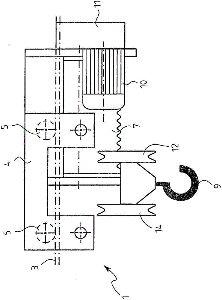 Low-construction trolley for wire rope hoist