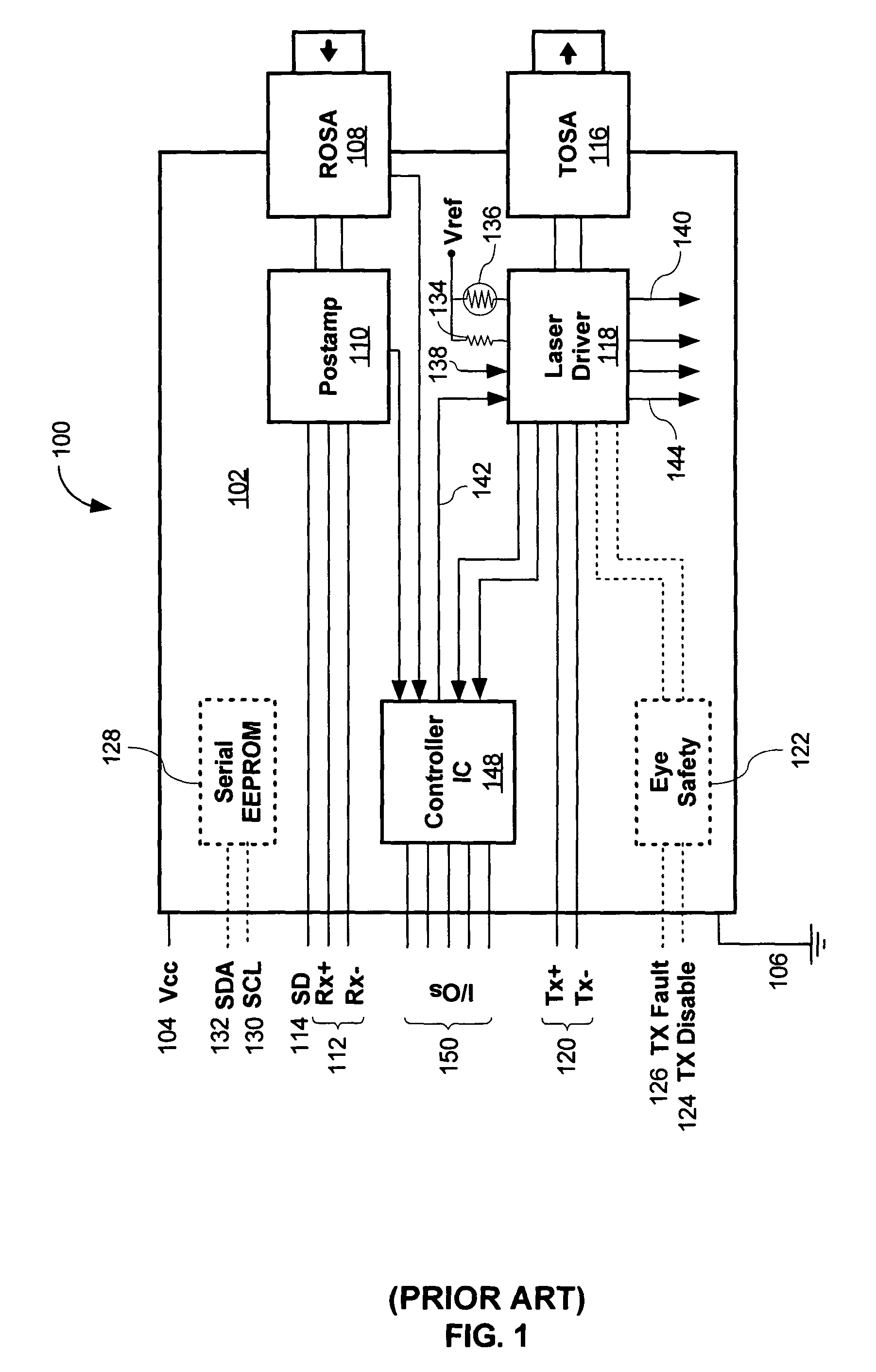 Optical transceiver module with power integrated circuit