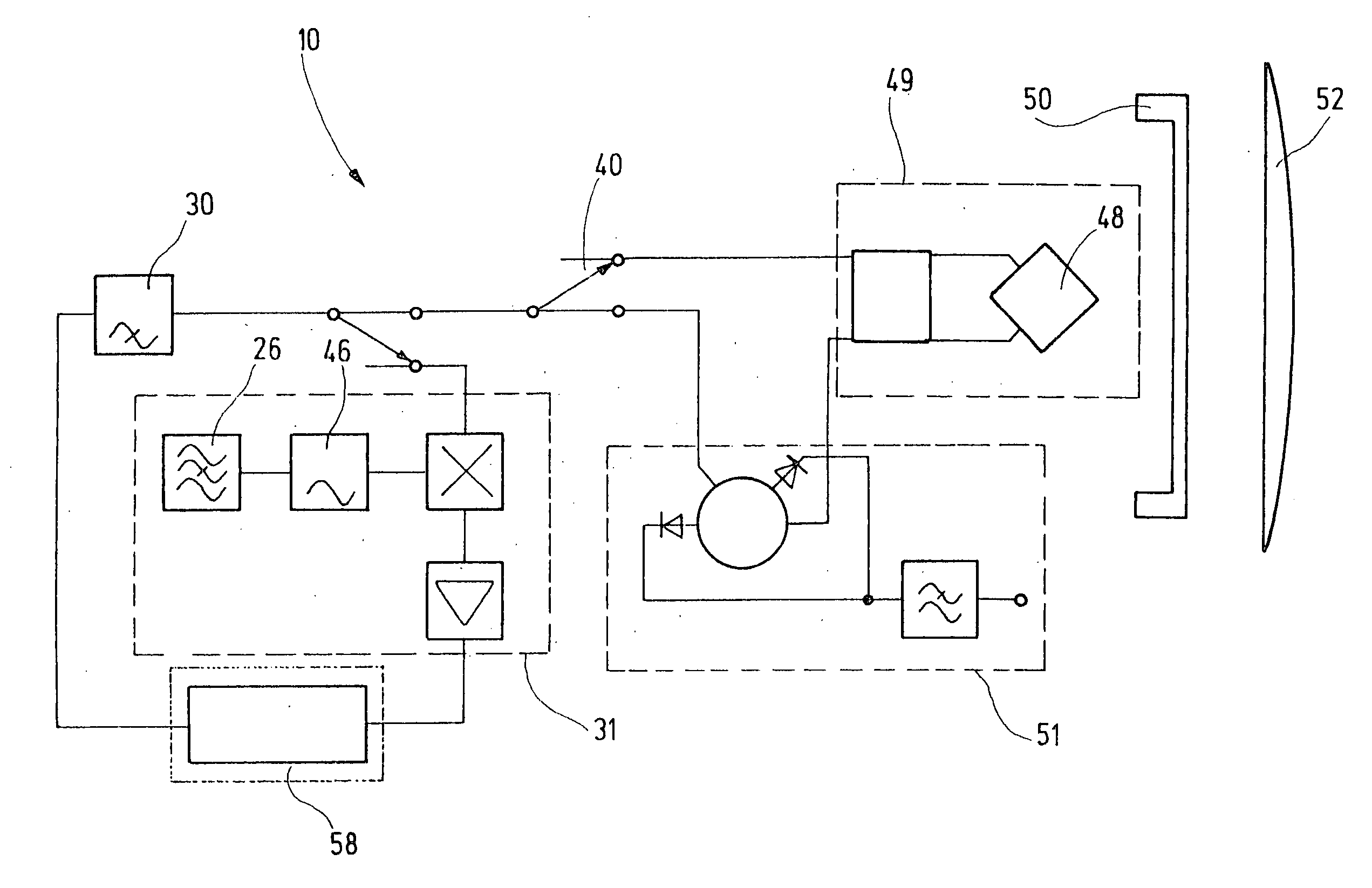 Intergrated semiconductor component for high-frequency measurement and use thereof