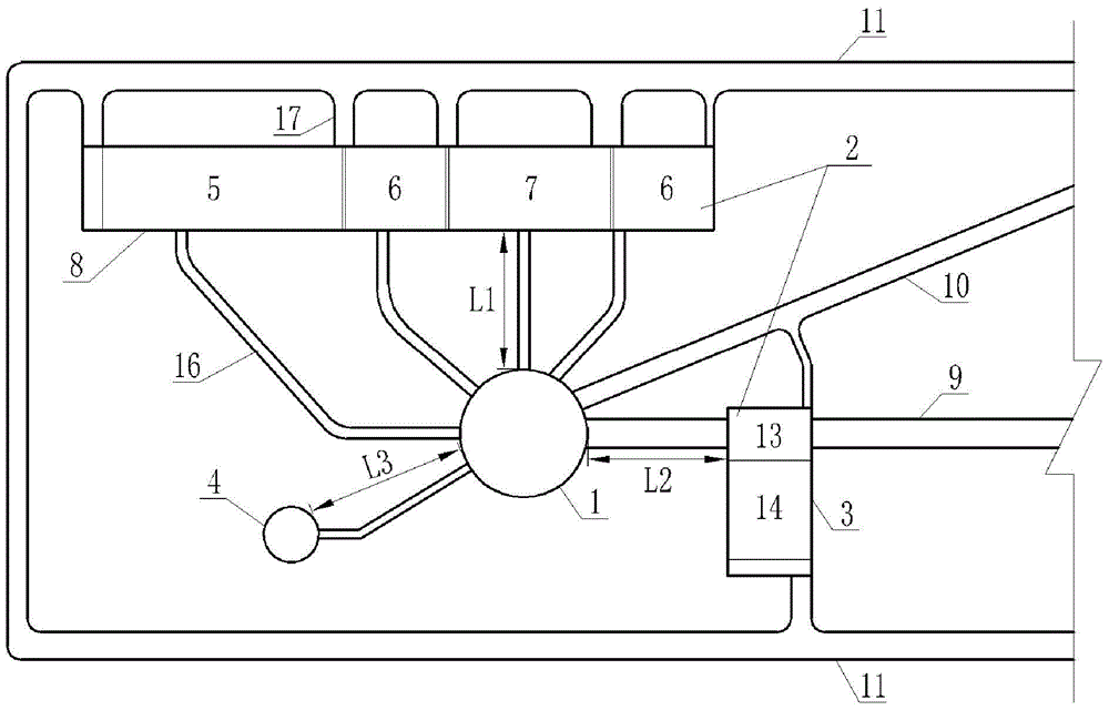 Underground nuclear power plant with L-shaped arrangement of nuclear island caverns