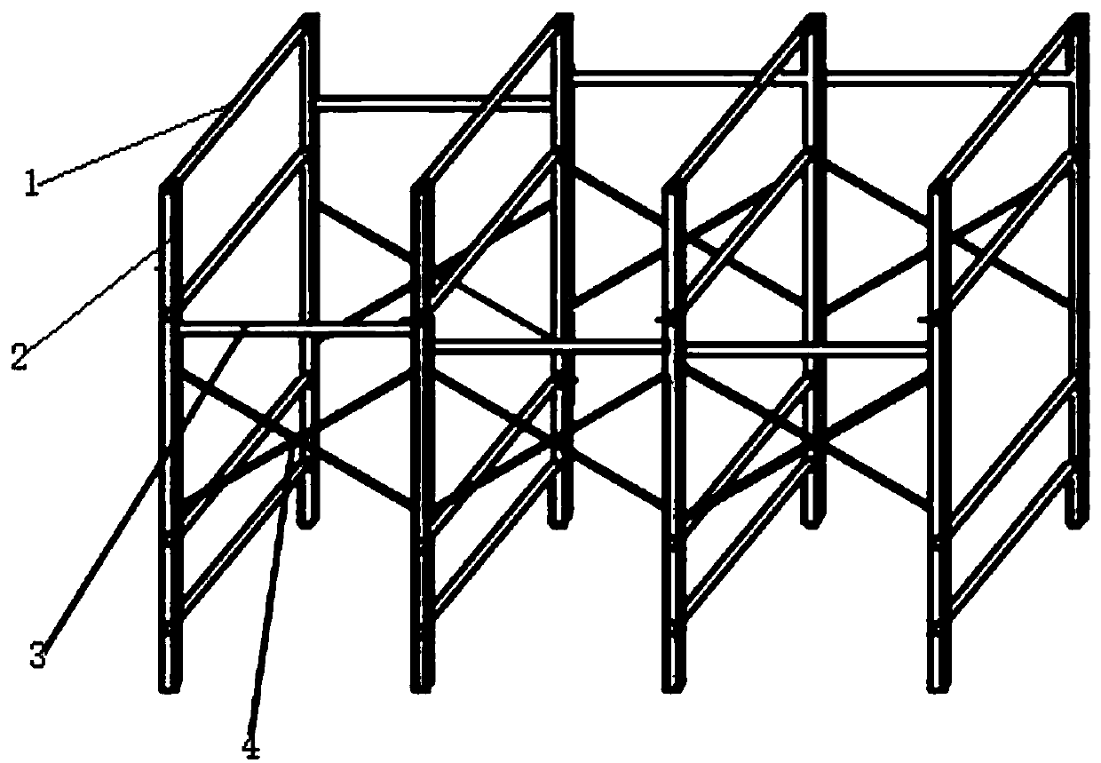 Integrated adjustable scaffold for high side slope construction