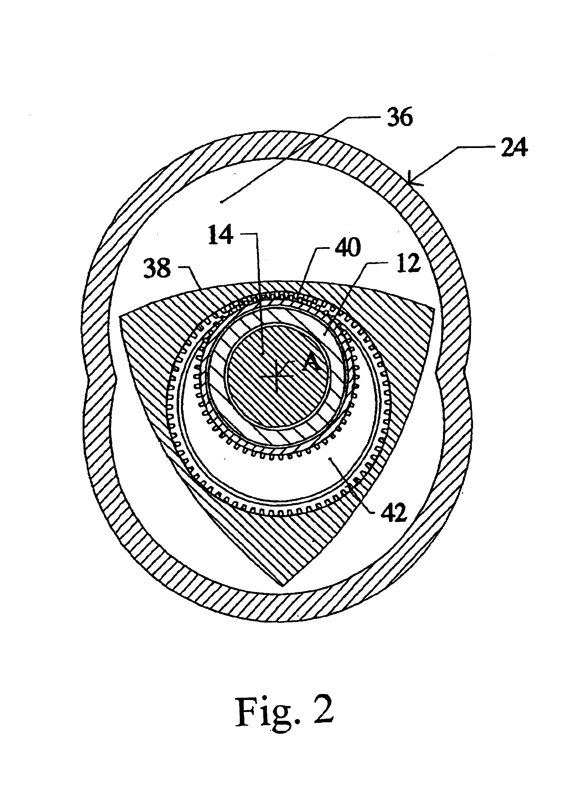 Rotary engine with counter-rotating housing and output shaft mounted on stationary spindle